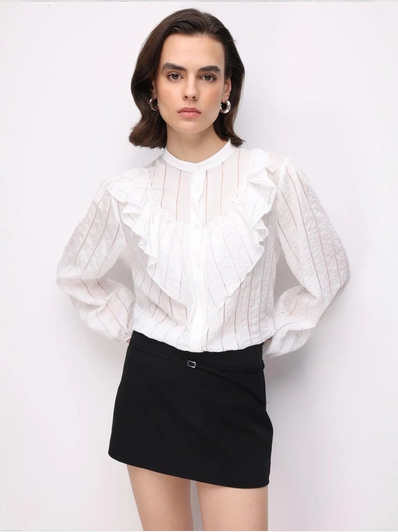 Camisa em mistura de algodão mixray Branco - Kiabi