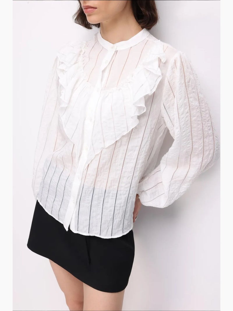 Camisa em mistura de algodão mixray Branco - Kiabi