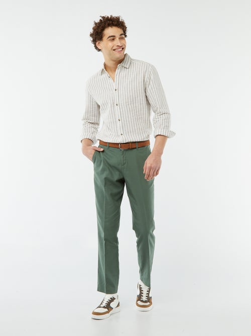 Camisa em mistura de linho às riscas - Kiabi