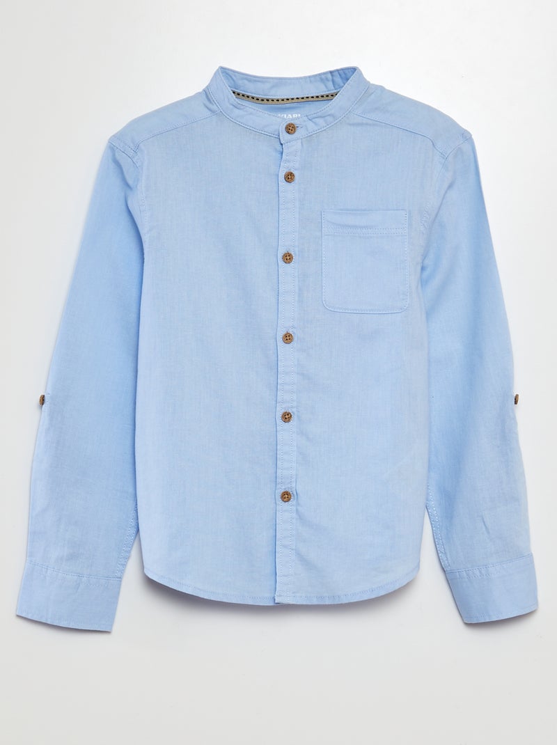 Camisa em mistura de linho AZUL - Kiabi