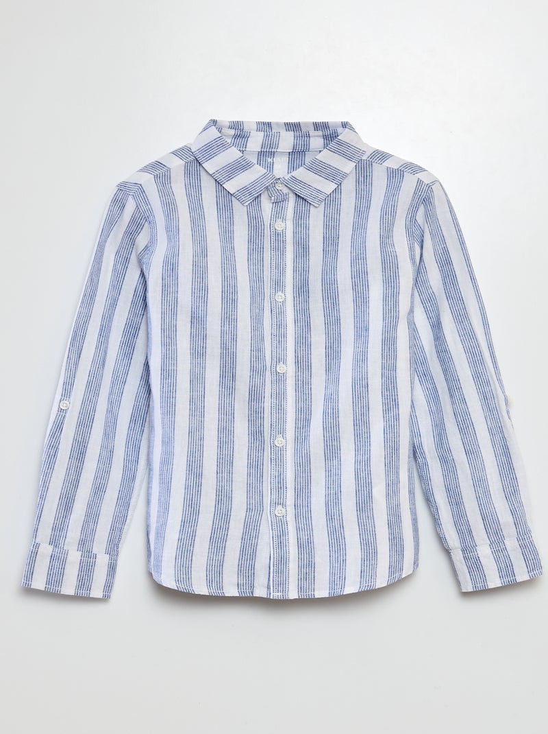 Camisa em mistura de linho AZUL - Kiabi