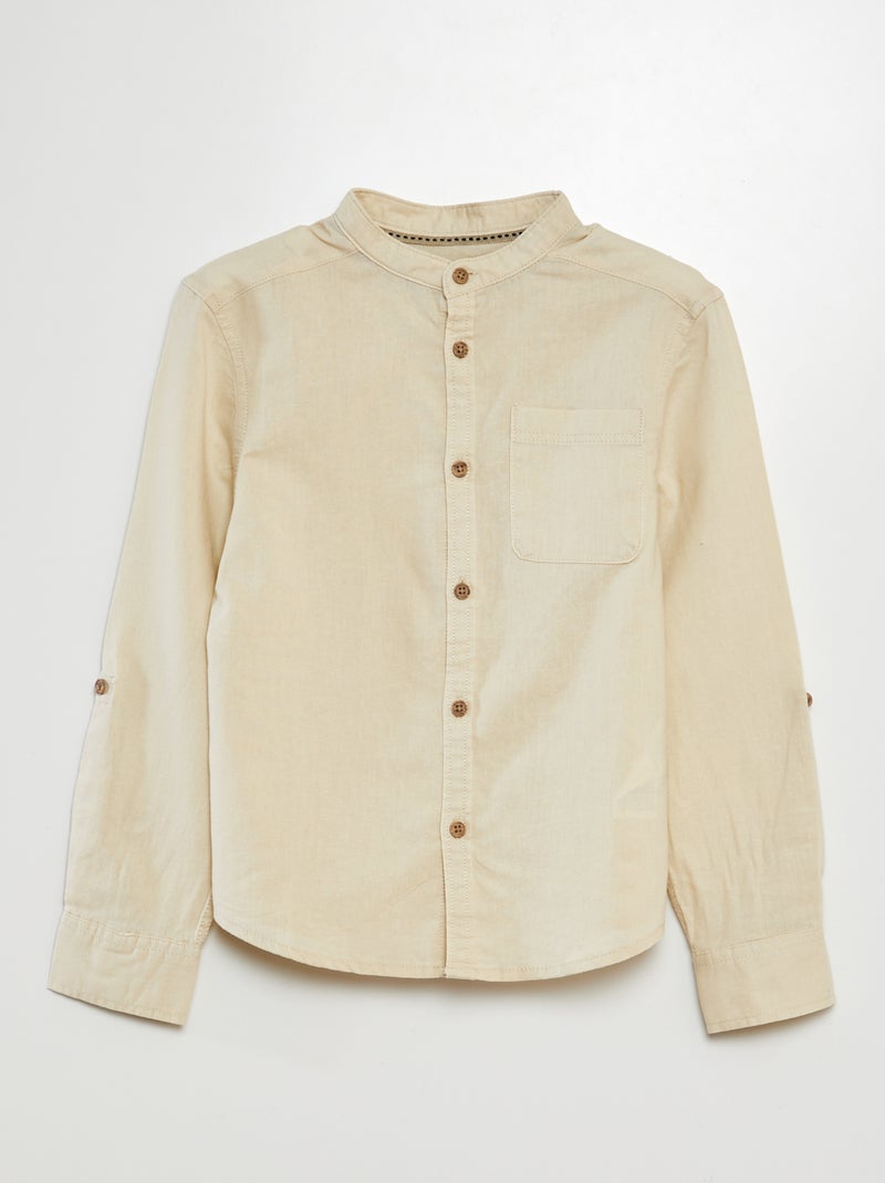 Camisa em mistura de linho BEGE - Kiabi