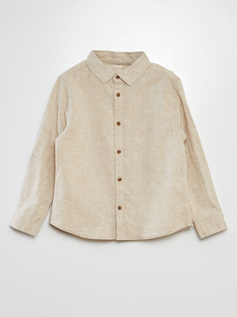 Camisa em mistura de linho BEGE - Kiabi