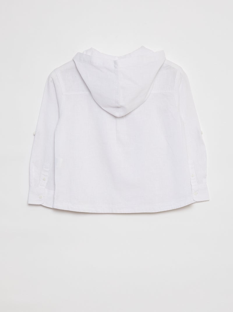 Camisa em mistura de linho Branco - Kiabi