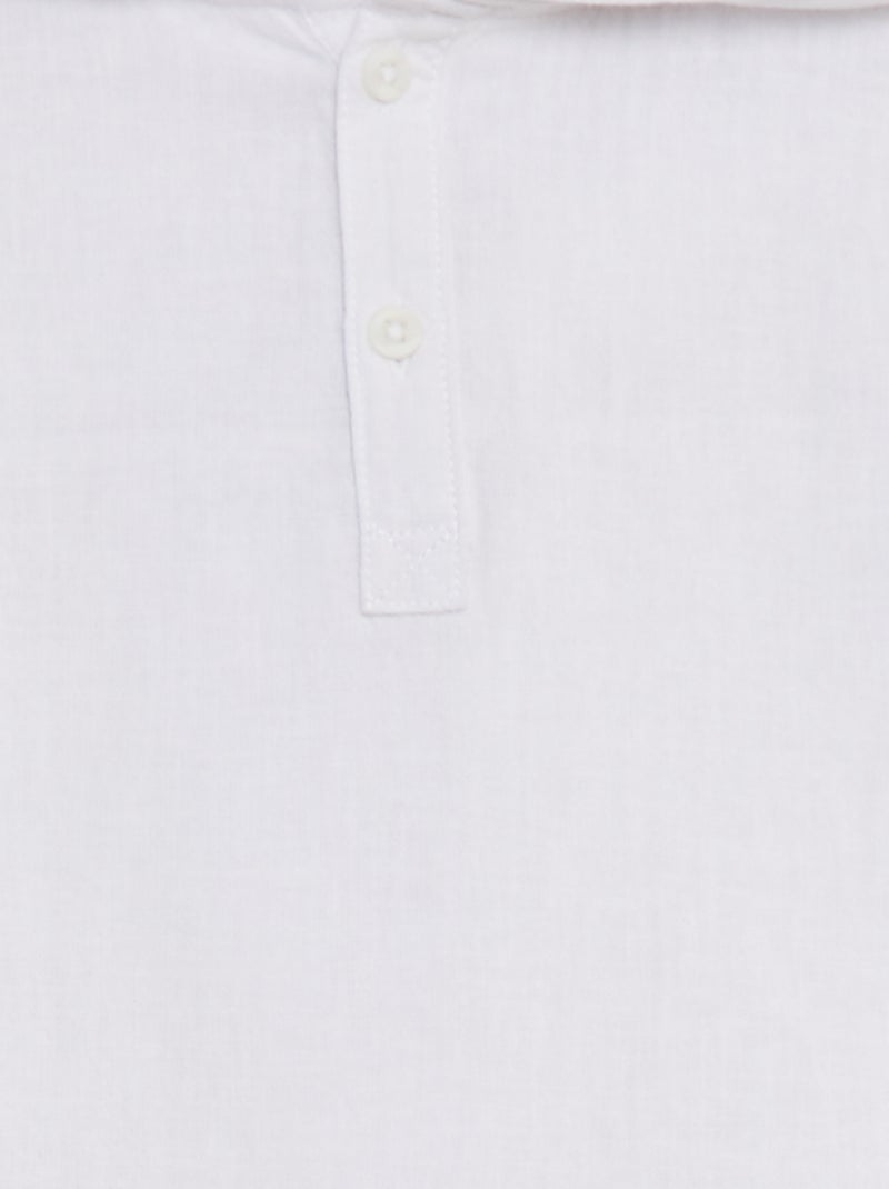 Camisa em mistura de linho Branco - Kiabi