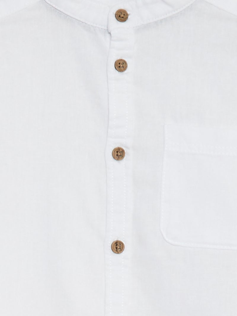 Camisa em mistura de linho Branco - Kiabi