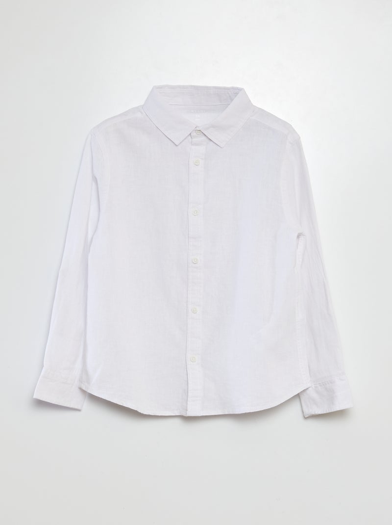 Camisa em mistura de linho Branco - Kiabi