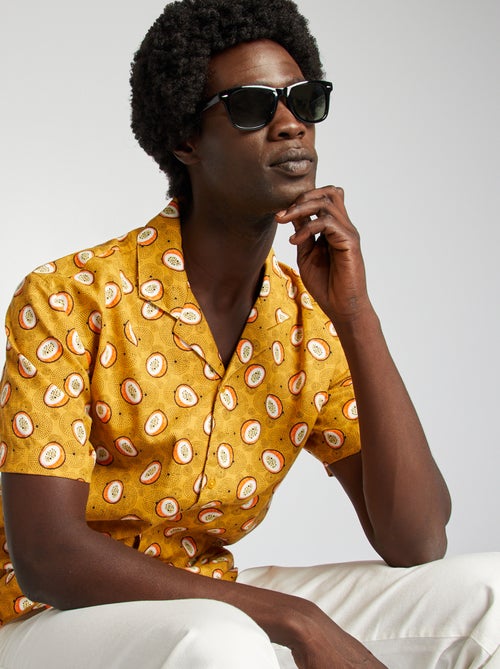 Camisa em mistura de linho com estampado - Kiabi