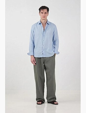 Camisa em mistura de linho oversize para homem giesto