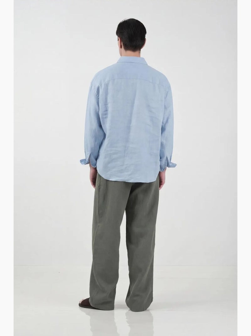 Camisa em mistura de linho oversize para homem giesto Azul claro - Kiabi