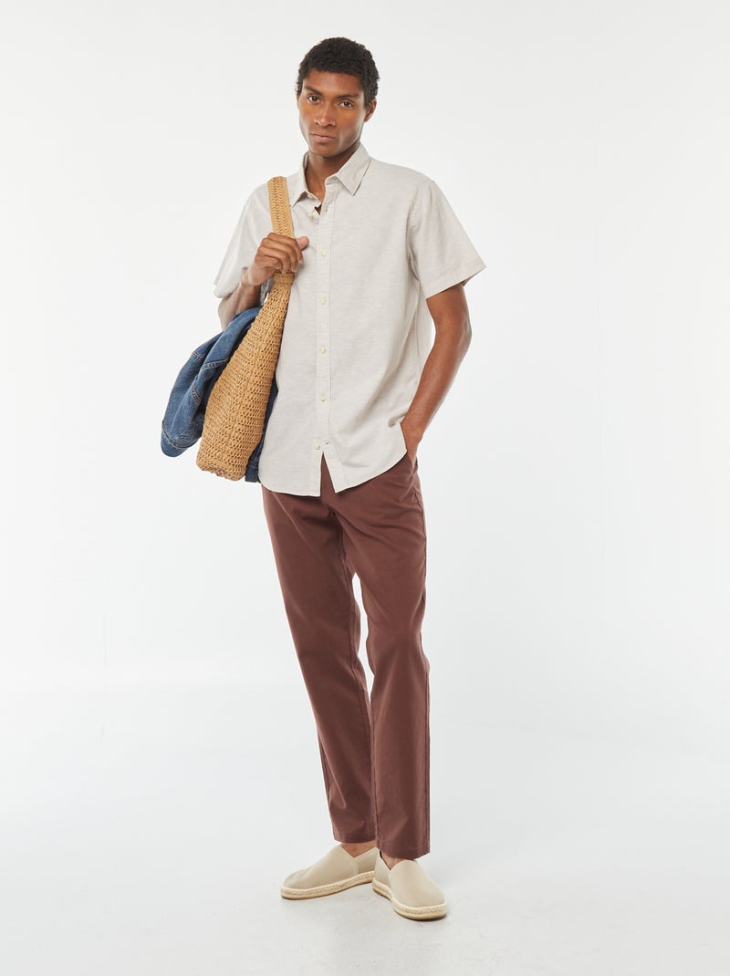 Camisa em mistura de linho 'Produkt' BEGE - Kiabi