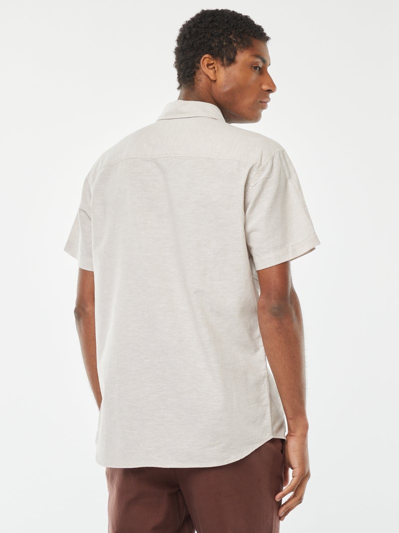 Camisa em mistura de linho 'Produkt' BEGE - Kiabi