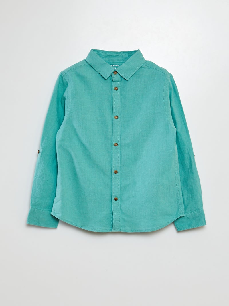 Camisa em mistura de linho VERDE - Kiabi