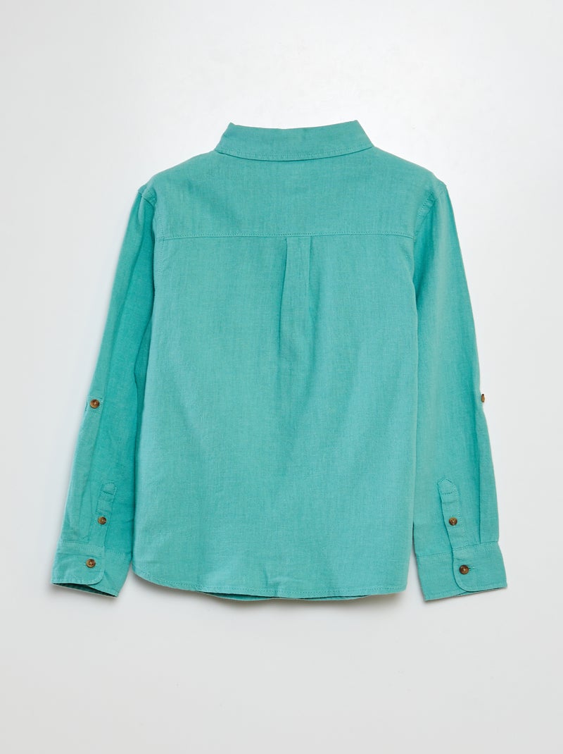 Camisa em mistura de linho VERDE - Kiabi