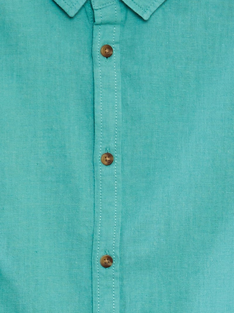 Camisa em mistura de linho VERDE - Kiabi
