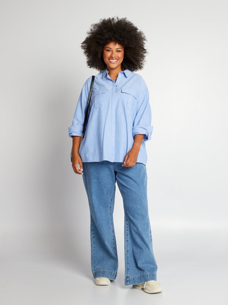 Camisa em oxford AZUL - Kiabi
