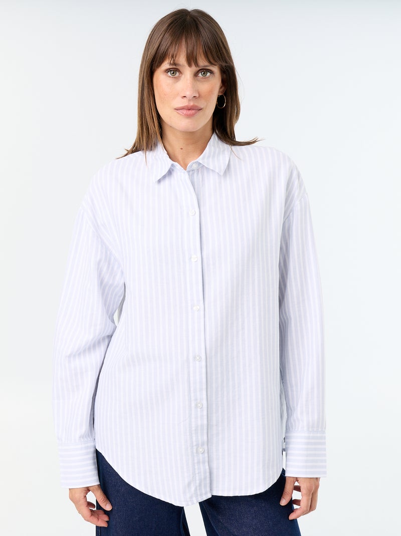 Camisa em oxford com gola de camisa Azul - Kiabi