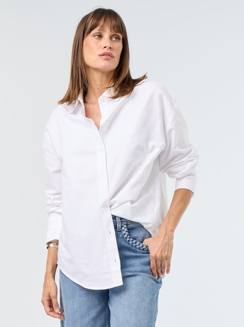 Camisa em oxford com gola de camisa - Kiabi