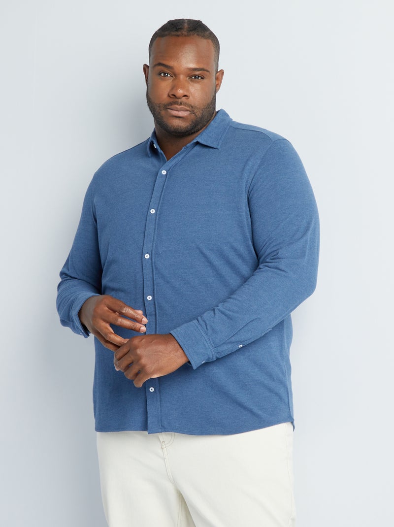 Camisa em piqué AZUL - Kiabi