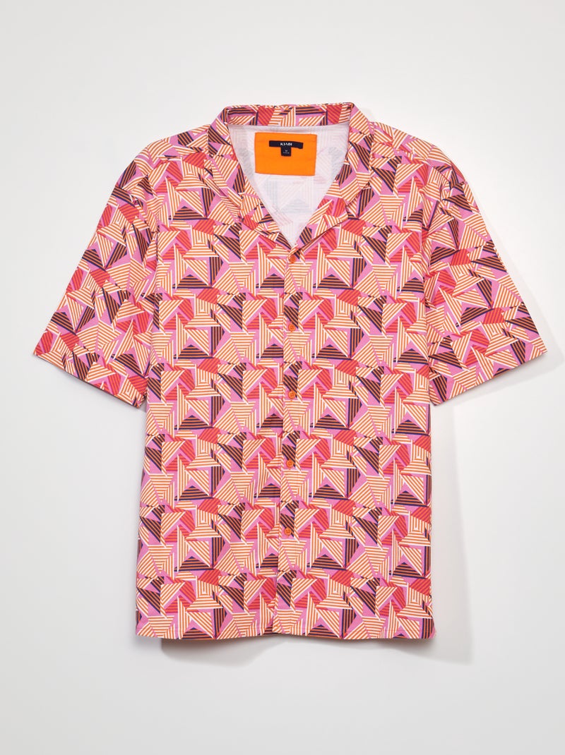 Camisa em piqué de algodão estampado LARANJA - Kiabi