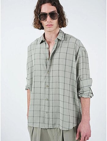 Camisa em popelina aos quadrados oversize giesto