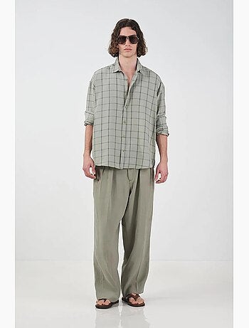 Camisa em popelina aos quadrados oversize giesto