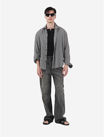 Camisa em popelina aos quadrados para homem giesto
