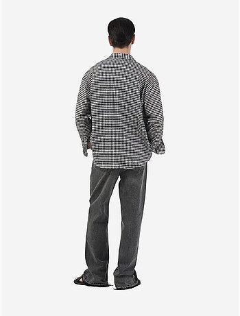 Camisa em popelina aos quadrados para homem giesto