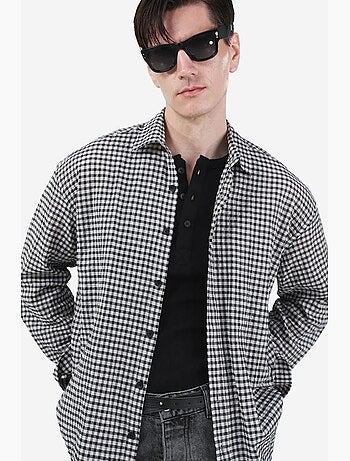 Camisa em popelina aos quadrados para homem giesto