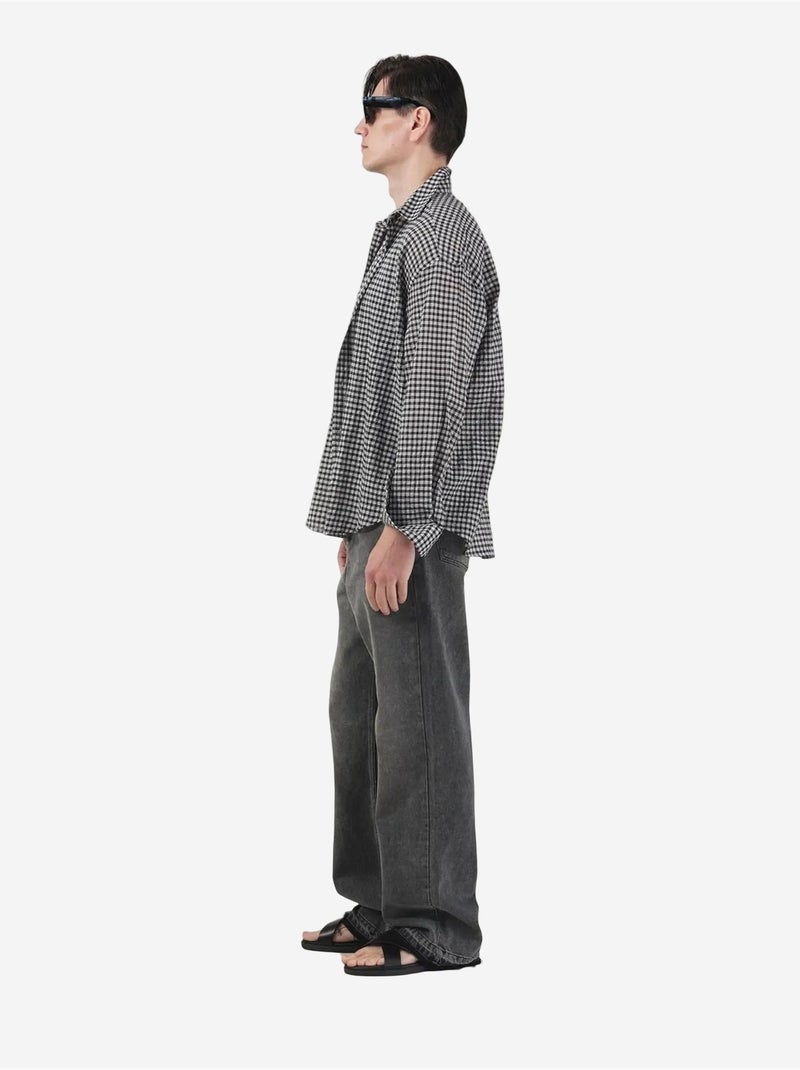 Camisa em popelina aos quadrados para homem giesto Cinza escuro - Kiabi