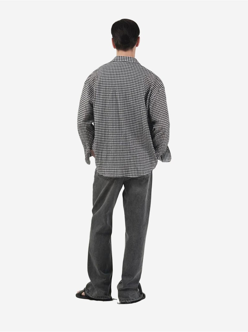 Camisa em popelina aos quadrados para homem giesto Cinza escuro - Kiabi