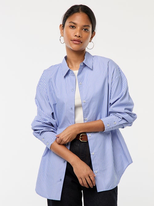 Camisa em popelina às riscas - Kiabi