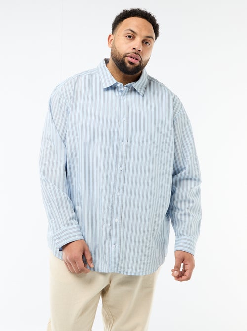 Camisa em popelina às riscas - Kiabi