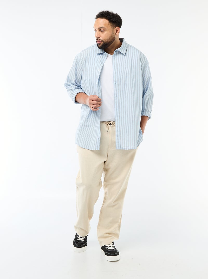 Camisa em popelina às riscas Azul - Kiabi