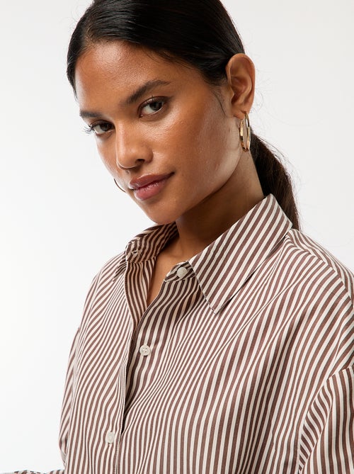 Camisa em popelina às riscas - Kiabi