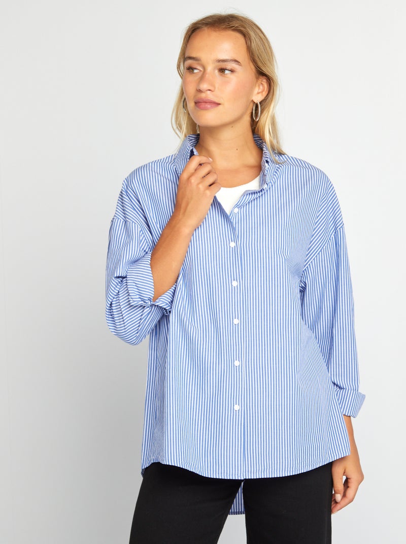 Camisa em popelina AZUL - Kiabi