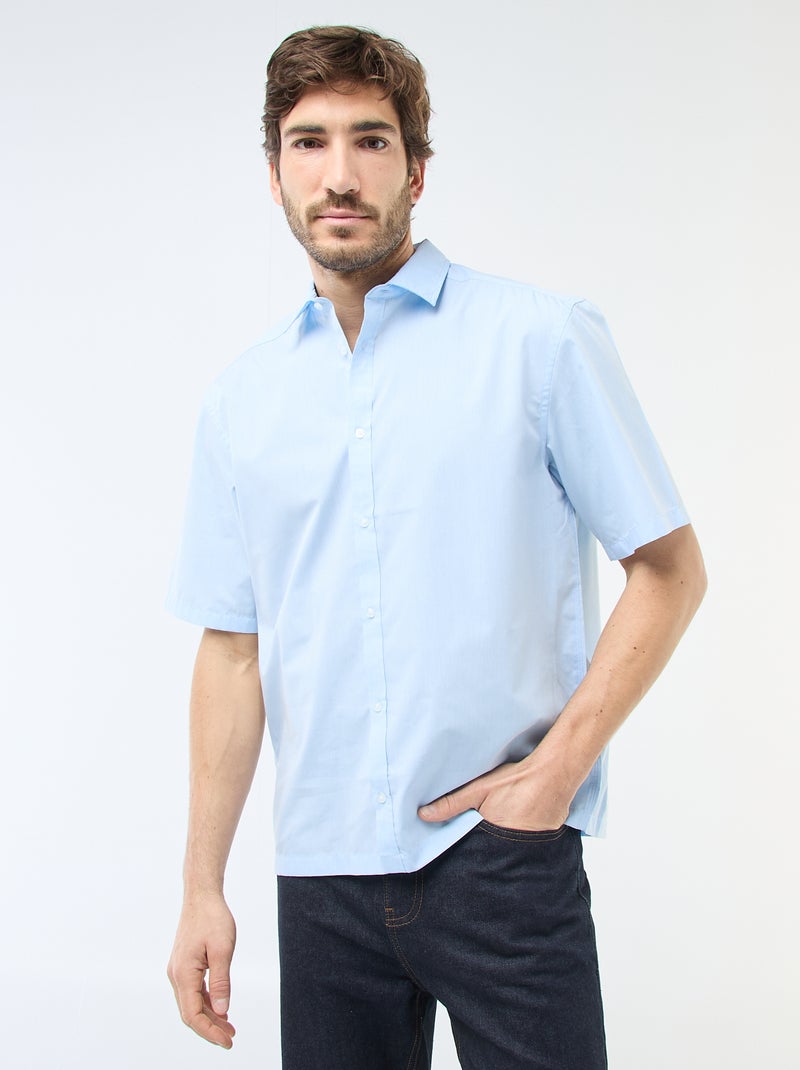 Camisa em popelina Azul - Kiabi