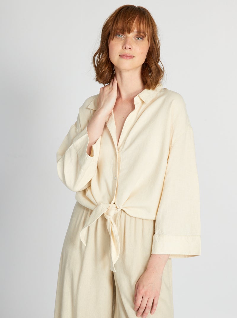 Camisa em popelina BEGE - Kiabi
