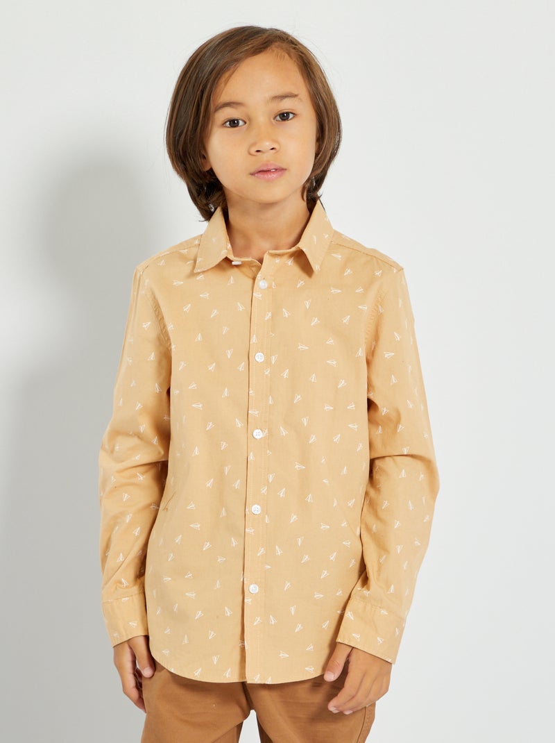 Camisa em popelina BEGE - Kiabi