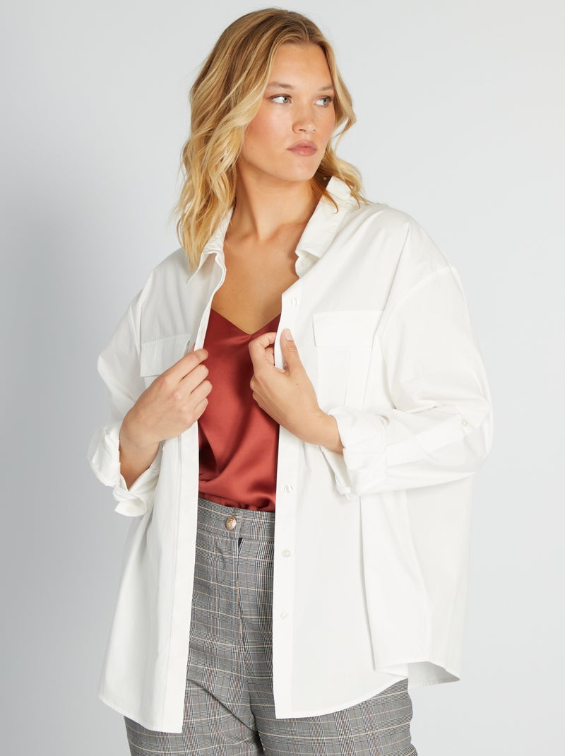 Camisa em popelina Branco - Kiabi