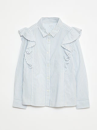 Camisa em popelina com folhos