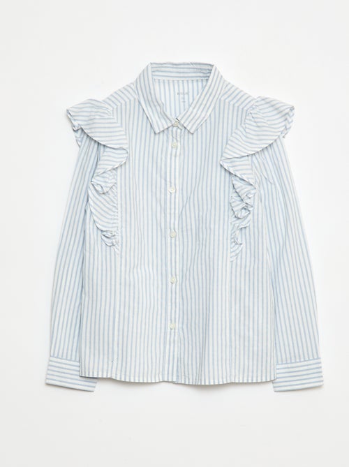 Camisa em popelina com folhos - Kiabi