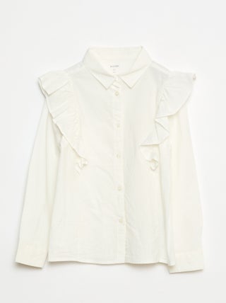 Camisa em popelina com folhos