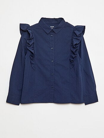 Camisa em popelina com folhos