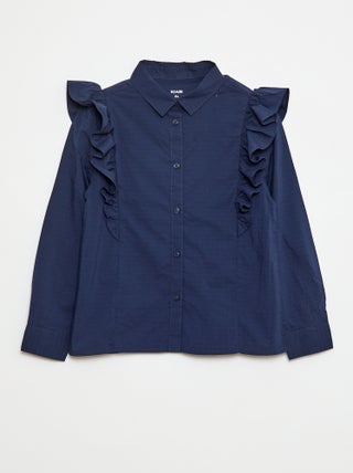 Camisa em popelina com folhos