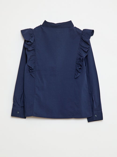 Camisa em popelina com folhos - Kiabi