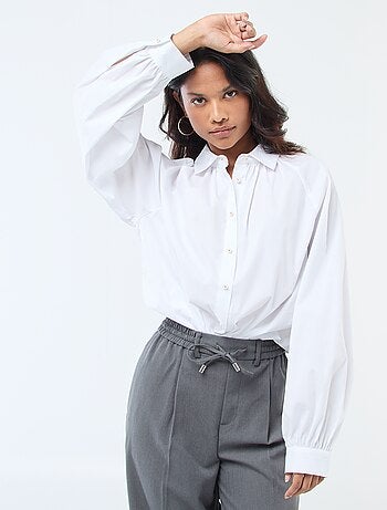 Camisa em popelina com mangas largas