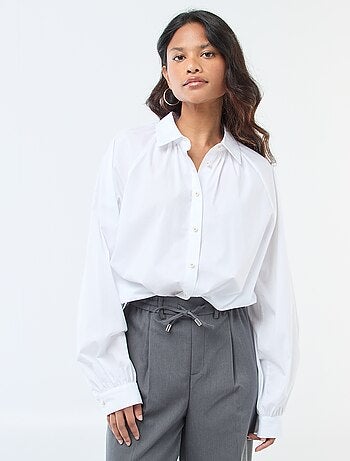 Camisa em popelina com mangas largas