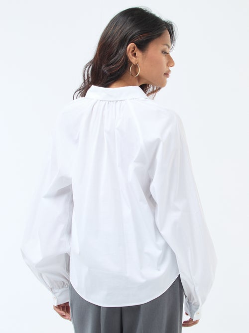 Camisa em popelina com mangas largas - Kiabi