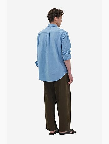 Camisa em popelina de algodão com estampagem de texto para homem giesto